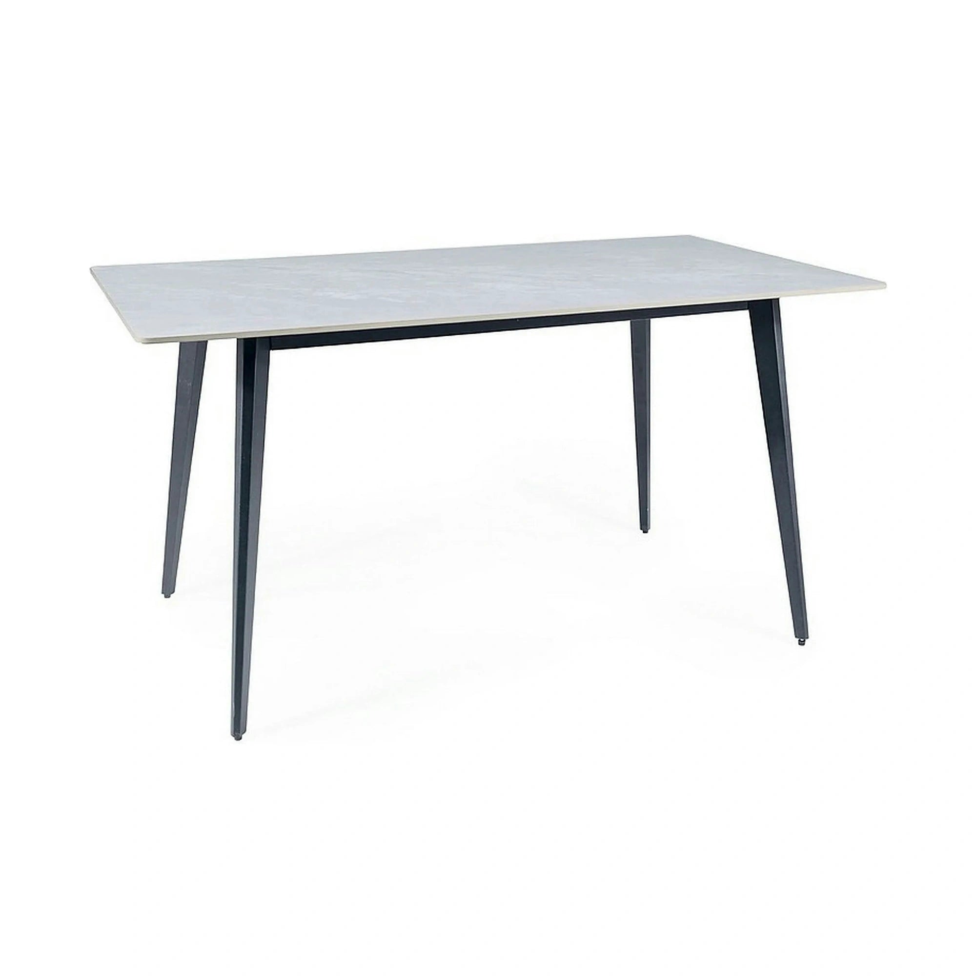 Masa IVY, alb cu efect de marmura/negru, ceramica/metal, 140x80x75 cm