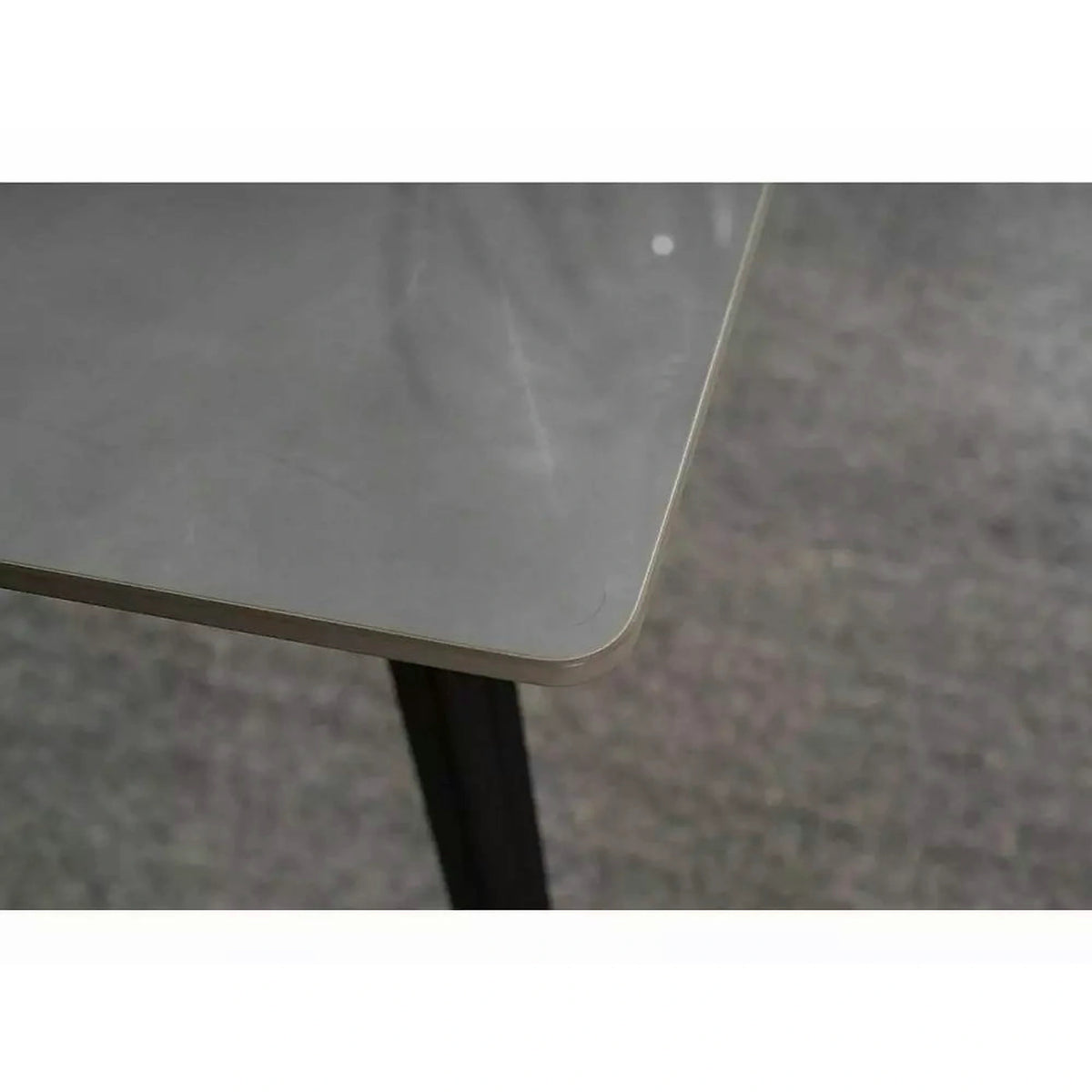 Masa IVY, alb cu efect de marmura/negru, ceramica/metal, 140x80x75 cm