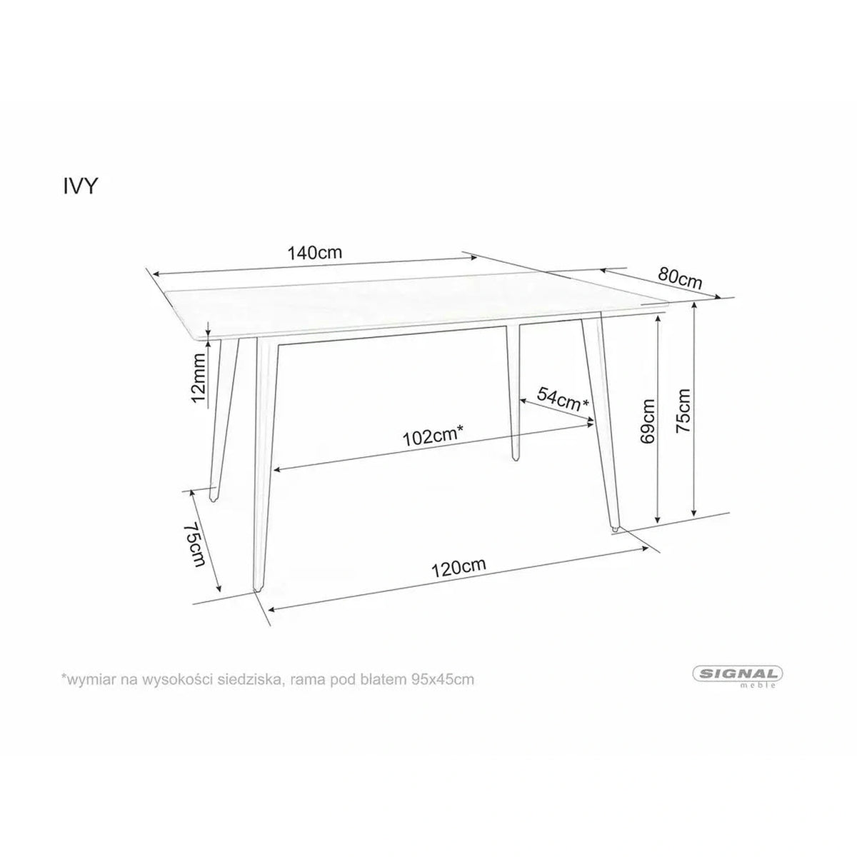 Masa IVY, alb cu efect de marmura/negru, ceramica/metal, 140x80x75 cm