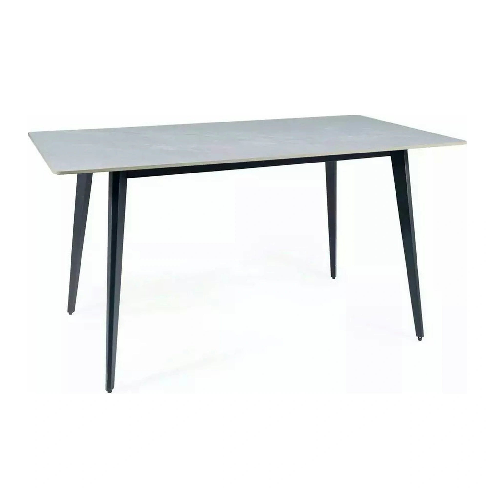 Masa IVY, alb cu efect de marmura/negru, ceramica/metal, 140x80x75 cm