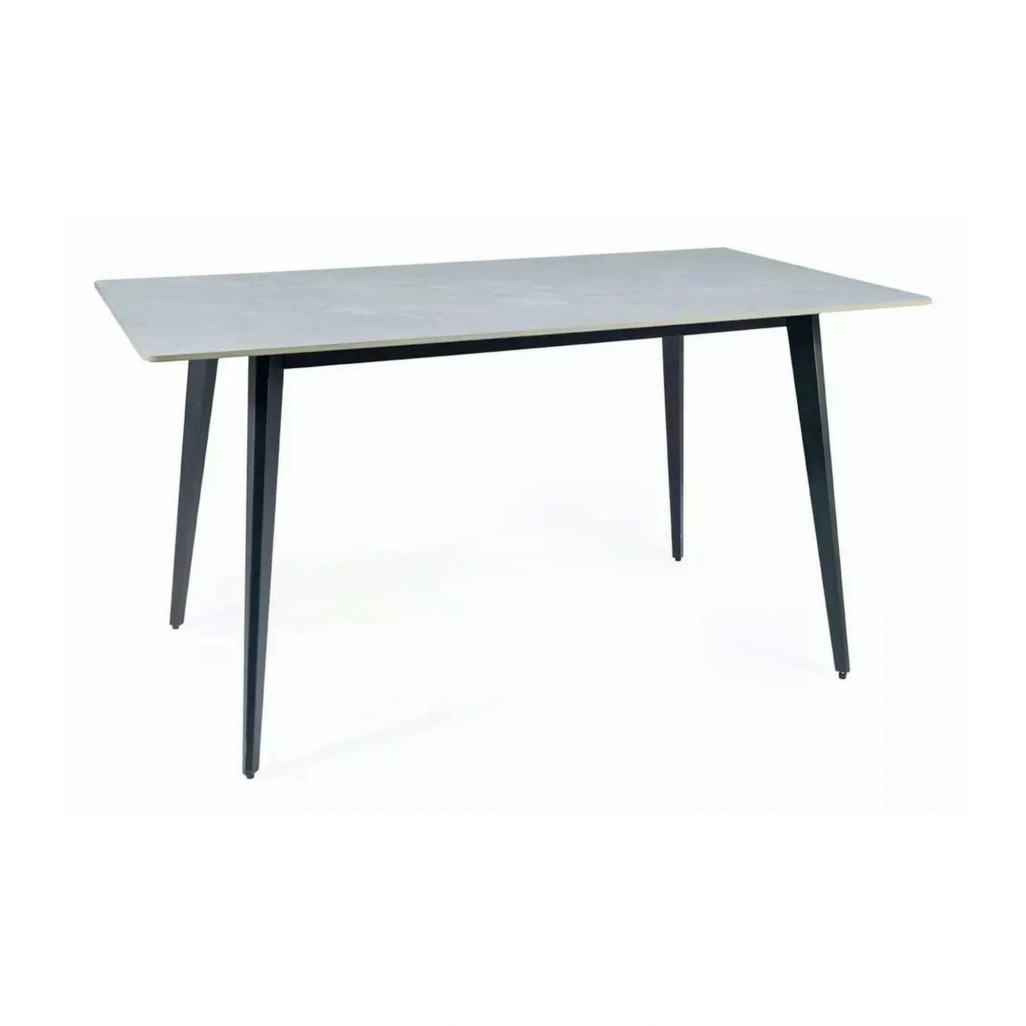 Masa IVY, alb cu efect de marmura/negru, ceramica/metal, 140x80x75 cm