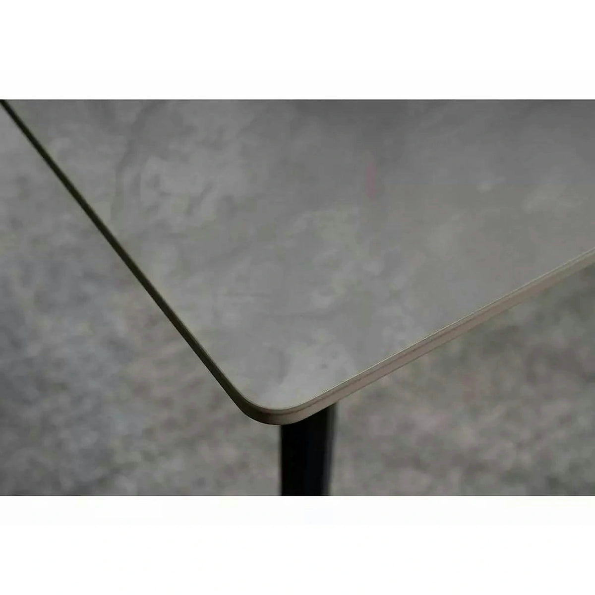 Masa IVY, alb cu efect de marmura/negru, ceramica/metal, 140x80x75 cm