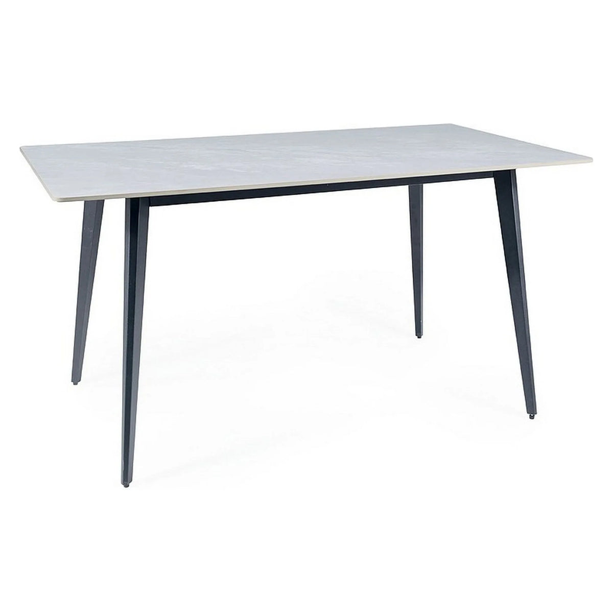 Masa IVY, alb cu efect de marmura/negru, ceramica/metal, 140x80x75 cm