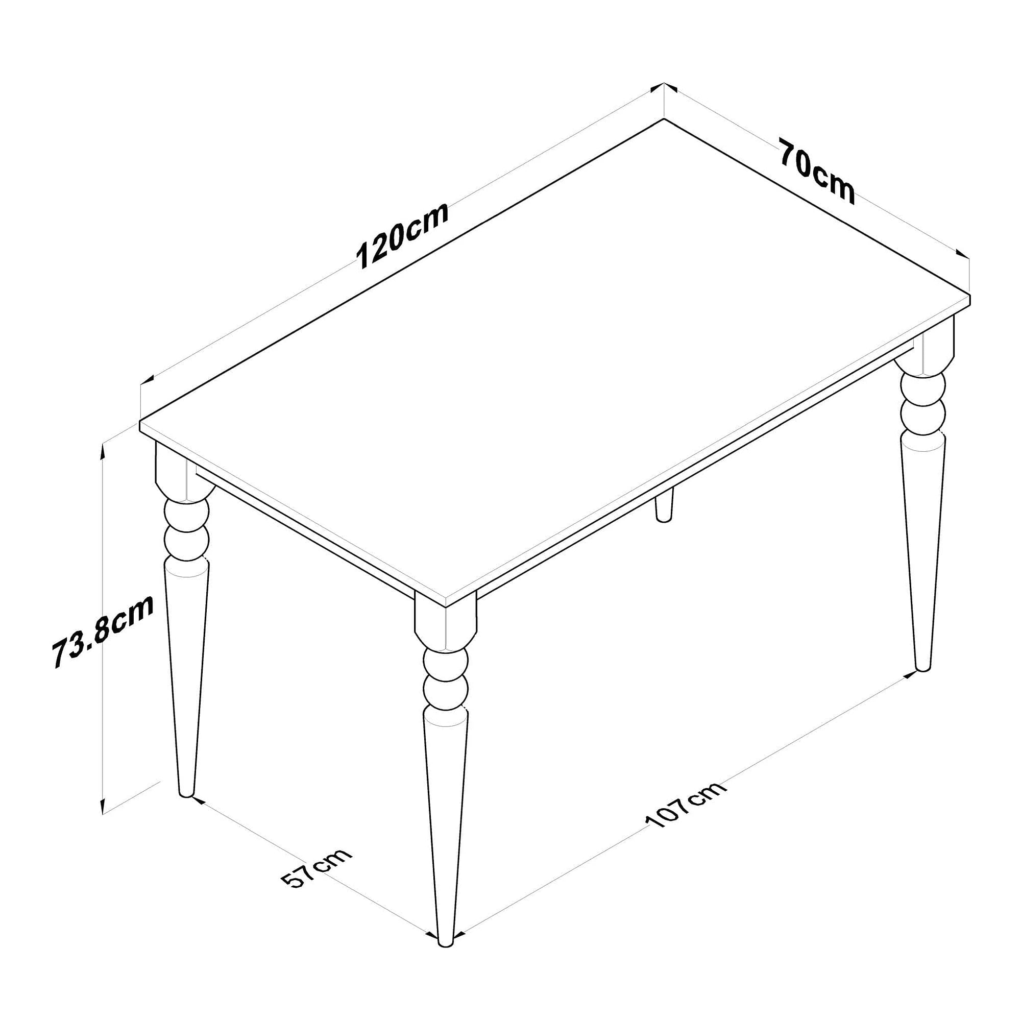 Masa JA104 - 2598, stejar/alb, PAL melaminat, 120x70x74 cm