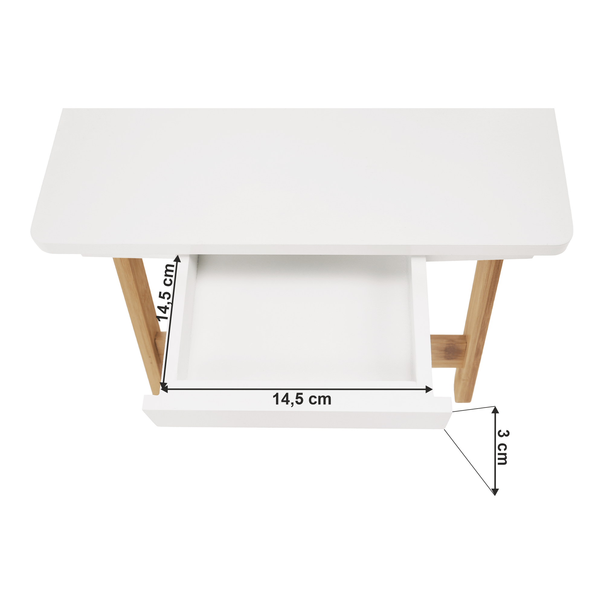 Masa laptop MELTEN, alb/stejar, 59x35x22 cm