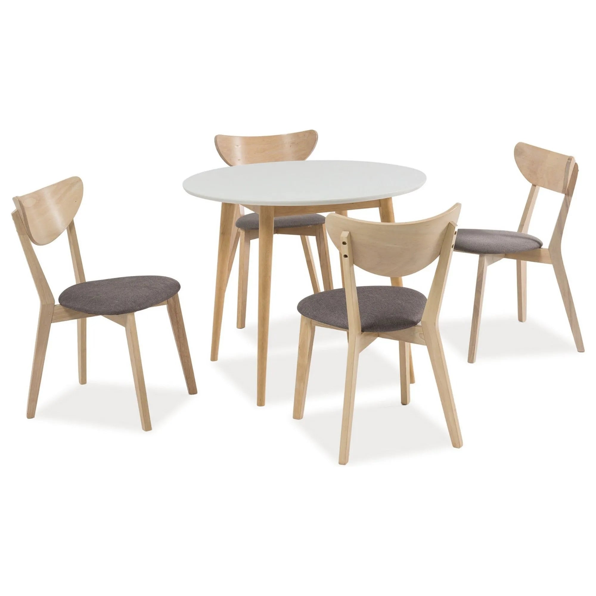 Masa LARSON, alb/stejar, 90x90x75 cm