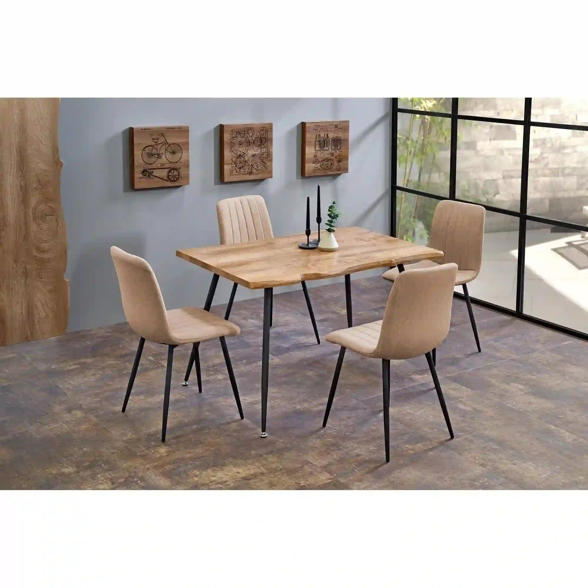 Masa LARSON, stejar natural/negru, 120x80x77 cm