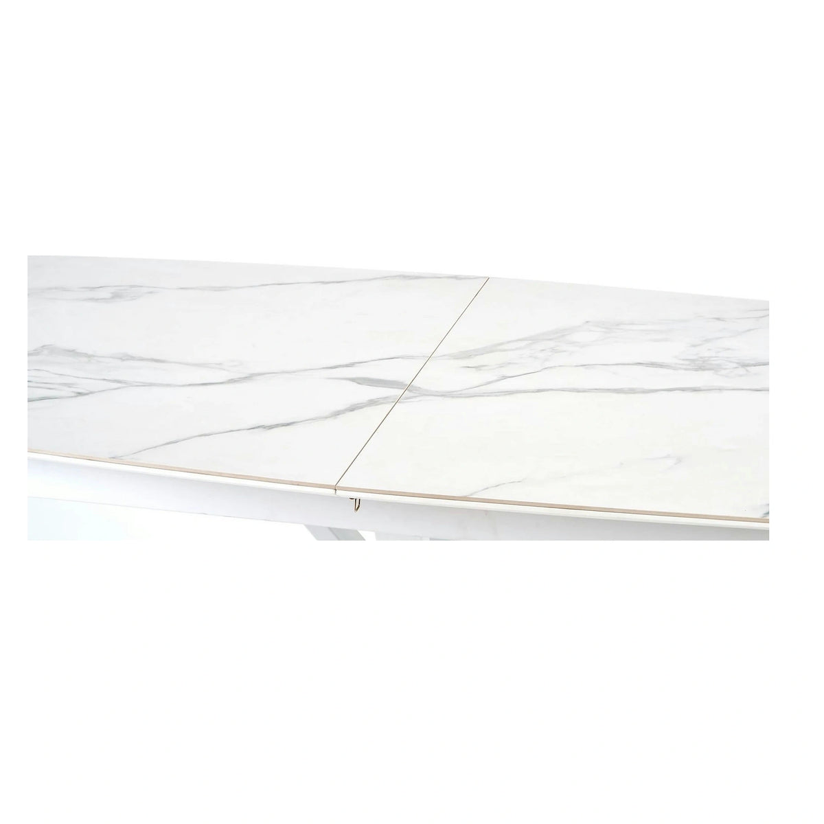 Masa living extensibila alba VIVALDI, ceramica/metal, 160/200x90x78 cm