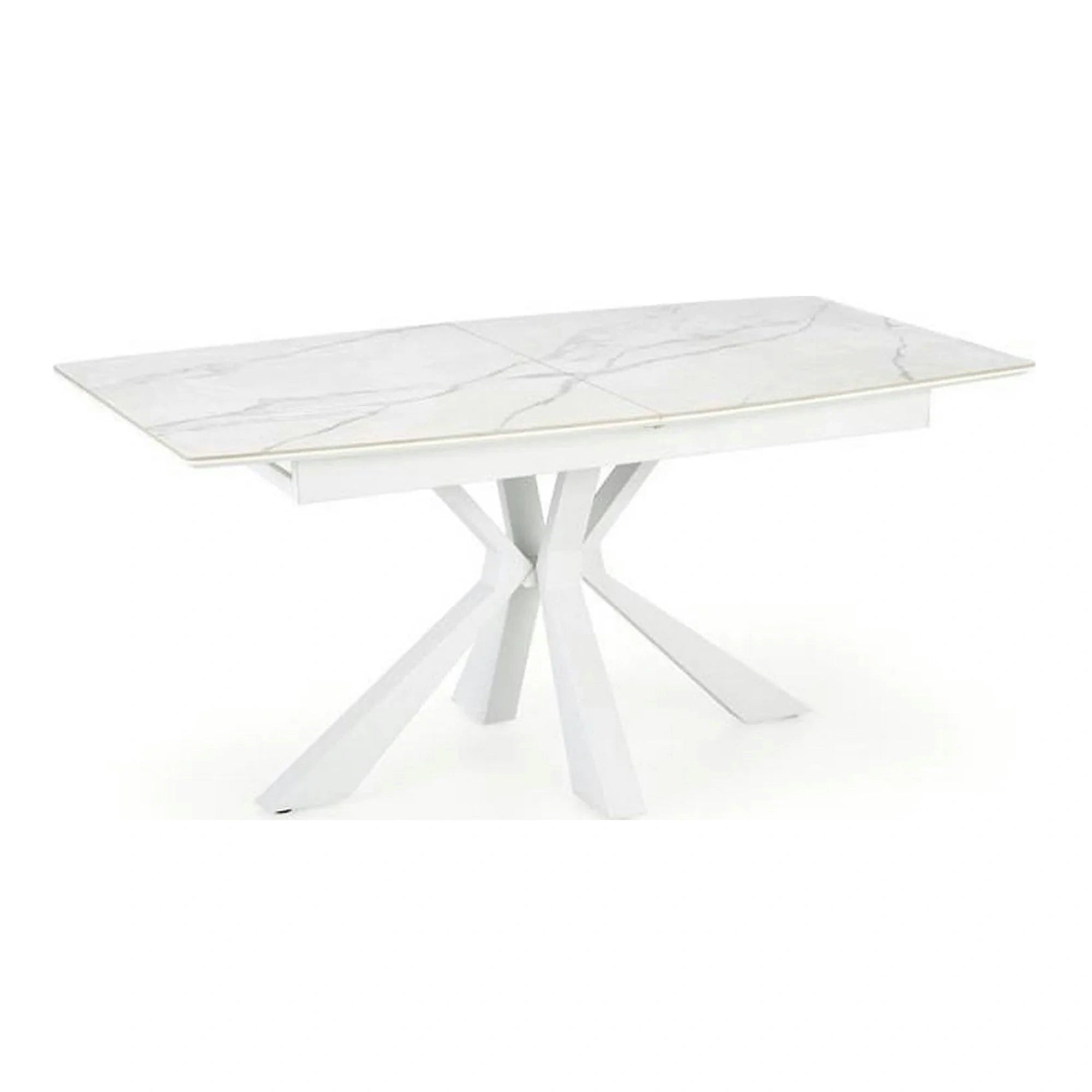 Masa living extensibila alba VIVALDI, ceramica/metal, 160/200x90x78 cm