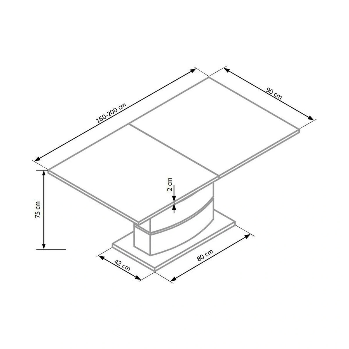 Masa living extensibila NOBEL, alb, 160/200x90x75 cm