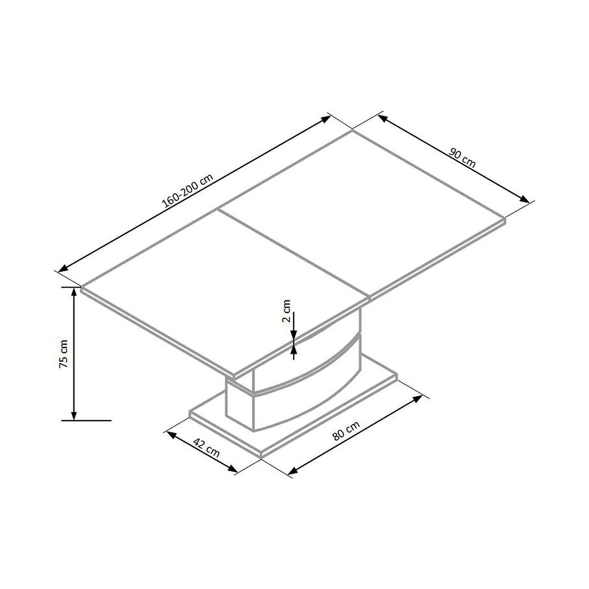 Masa living extensibila NOBEL, alb, 160/200x90x75 cm