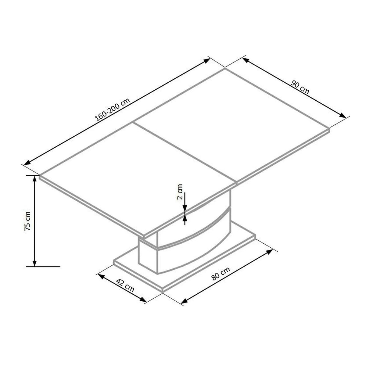 Masa living extensibila NOBEL, alb, 160/200x90x75 cm