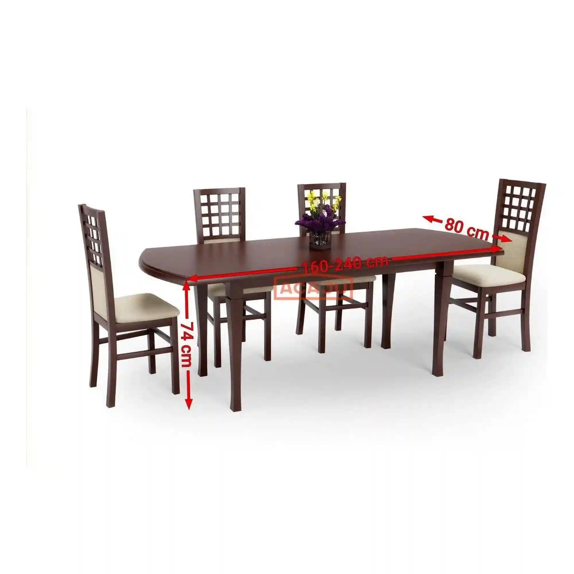 Masa living FRYDERYK, nuc inchis, 160/240x90x74 cm