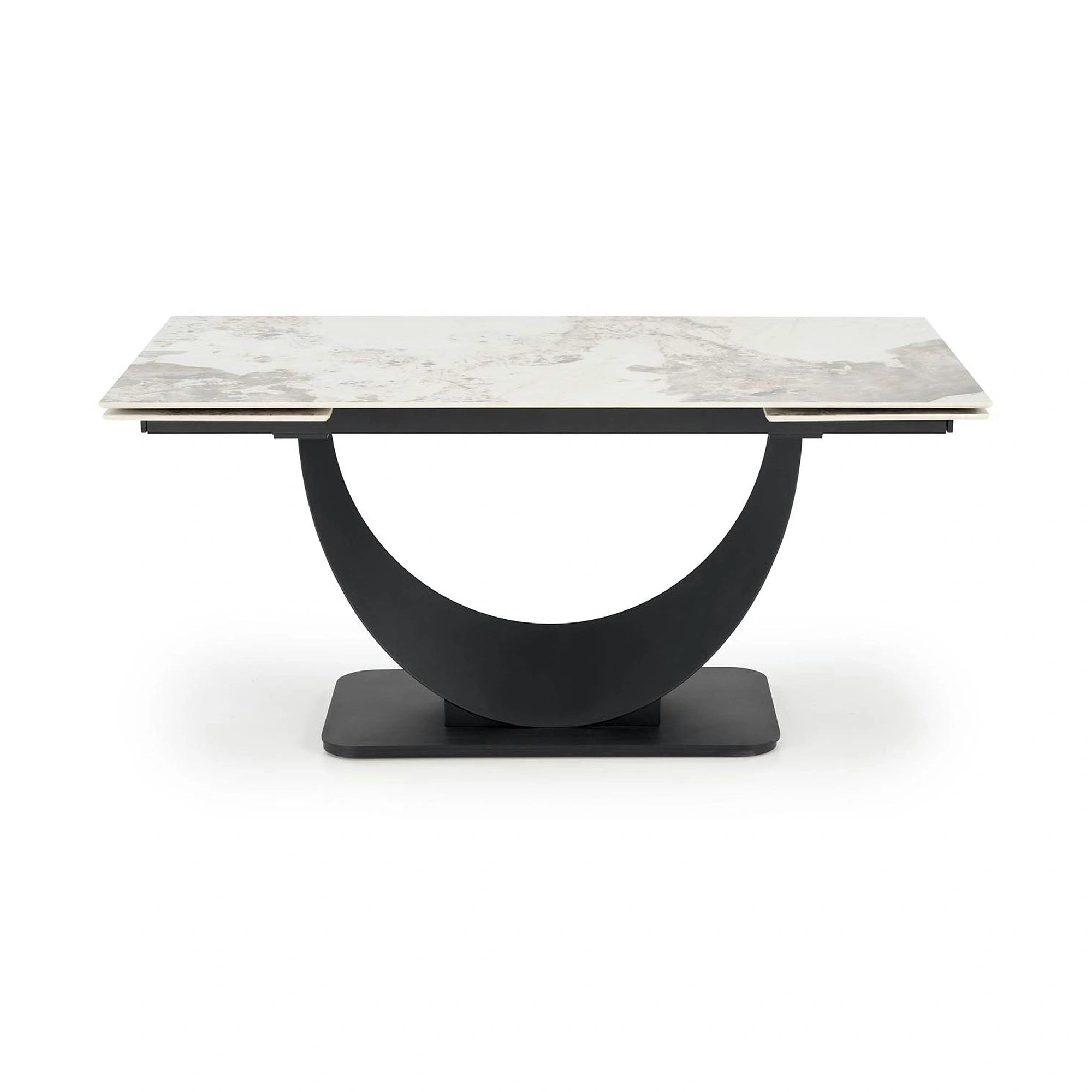 Masa living lux FERNANDO, alb/negru, ceramica/metal, 160/240x92x75 cm