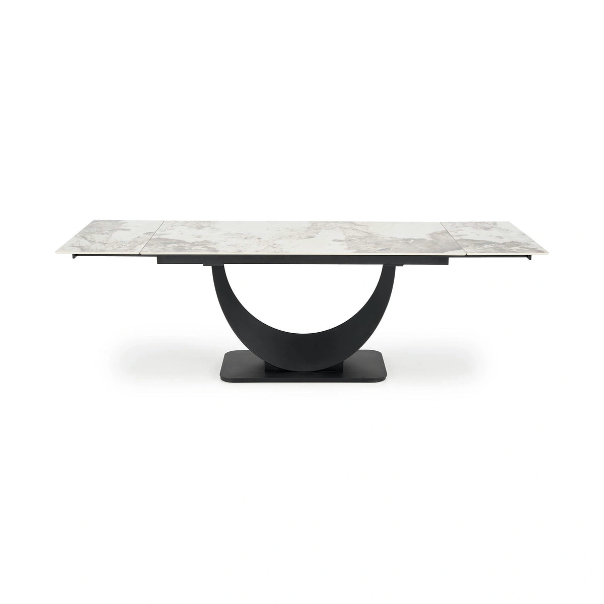 Masa living lux FERNANDO, alb/negru, ceramica/metal, 160/240x92x75 cm