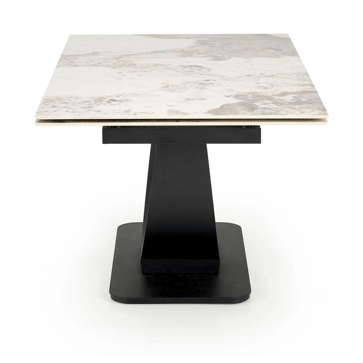 Masa living lux FERNANDO, alb/negru, ceramica/metal, 160/240x92x75 cm