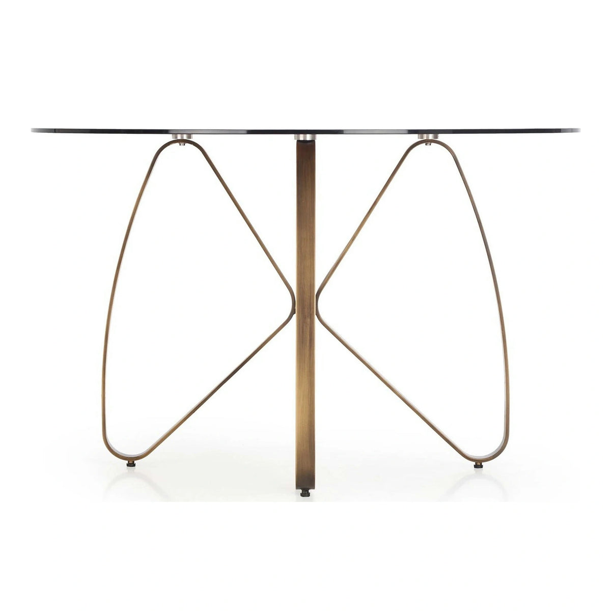 Masa LUNGO, maro/auriu, sticla securizata/metal, 120x120x76 cm