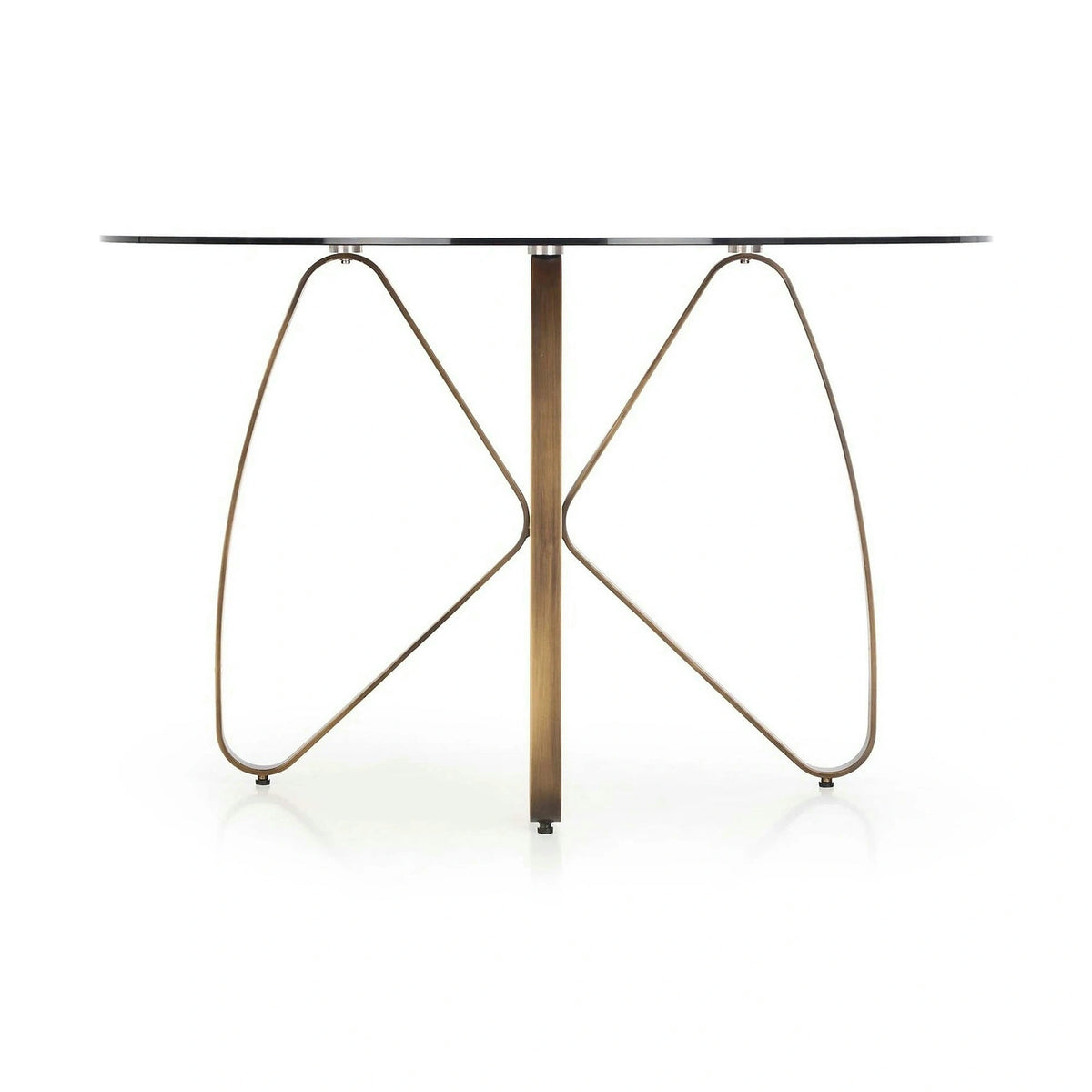 Masa LUNGO, maro/auriu, sticla securizata/metal, 120x120x76 cm