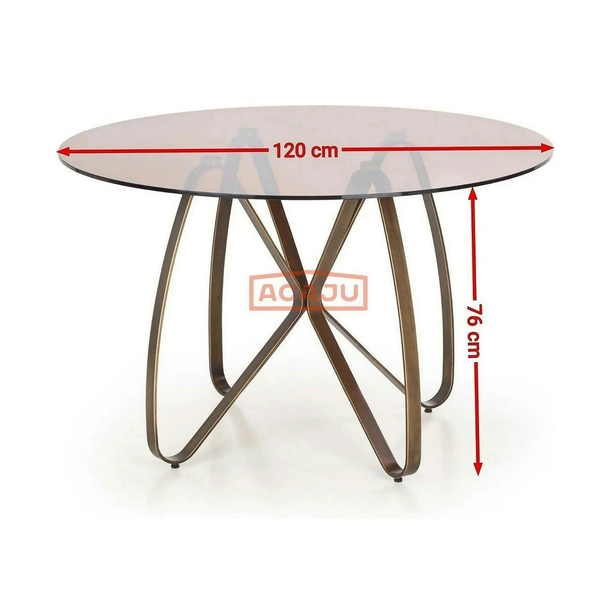 Masa LUNGO, maro/auriu, sticla securizata/metal, 120x120x76 cm