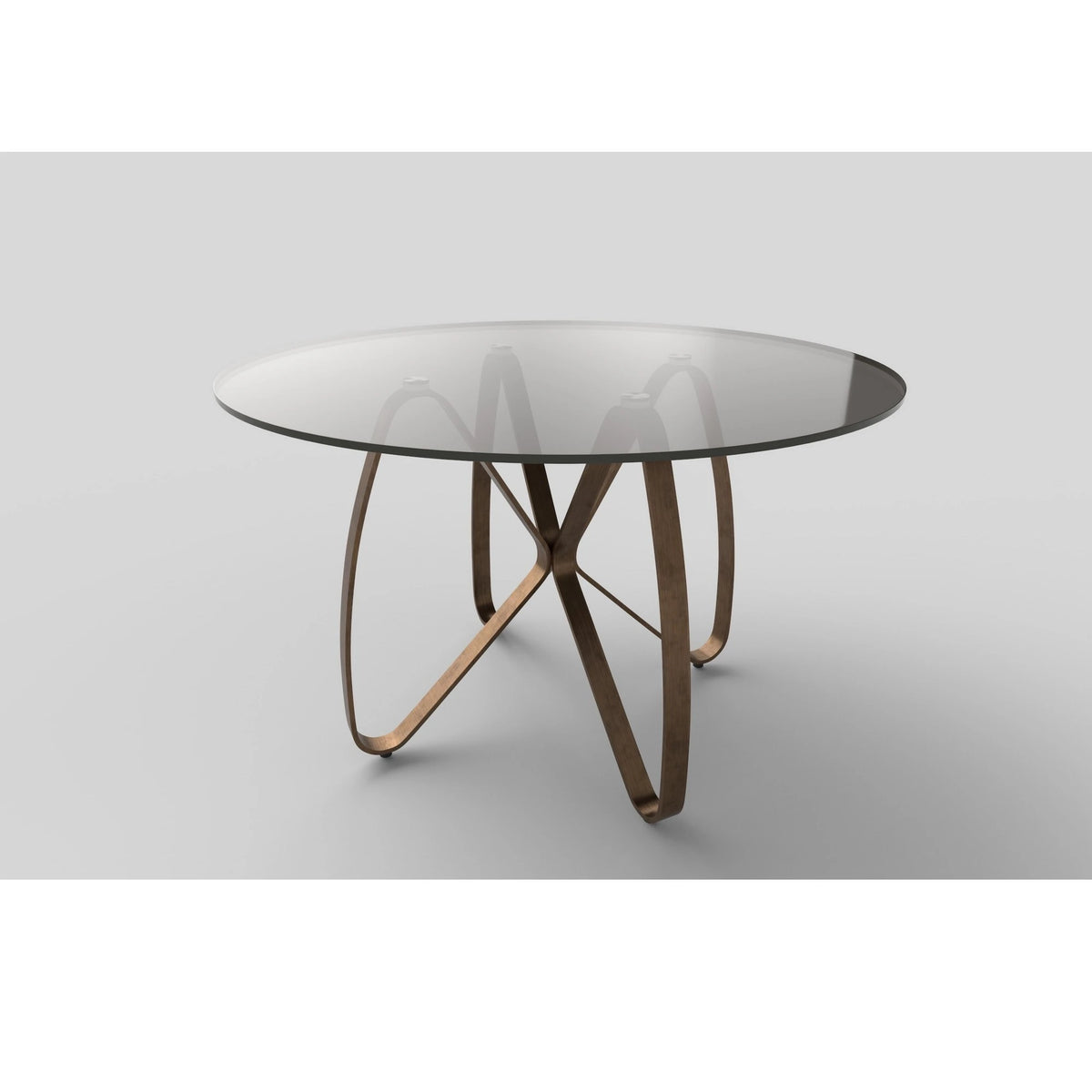 Masa LUNGO, maro/auriu, sticla securizata/metal, 120x120x76 cm