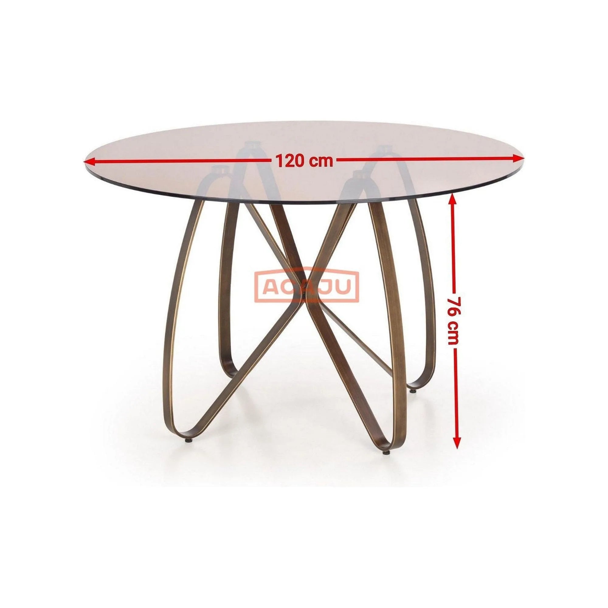 Masa LUNGO, maro/auriu, sticla securizata/metal, 120x120x76 cm