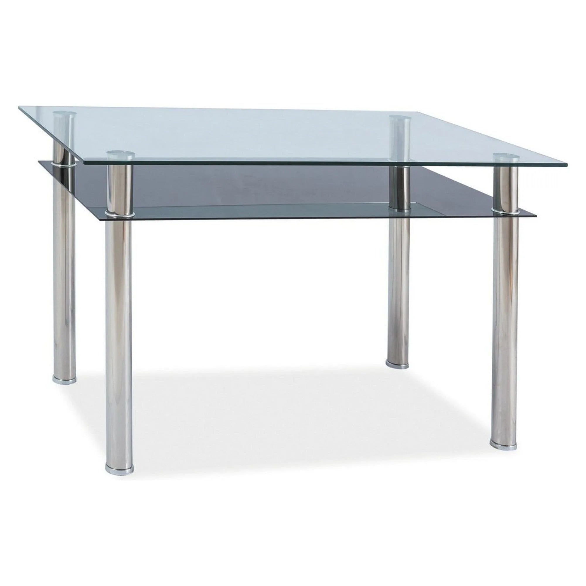 Masa MADRAS 90, transparent/crom, sticla securizata/metal, 90x60x75 cm