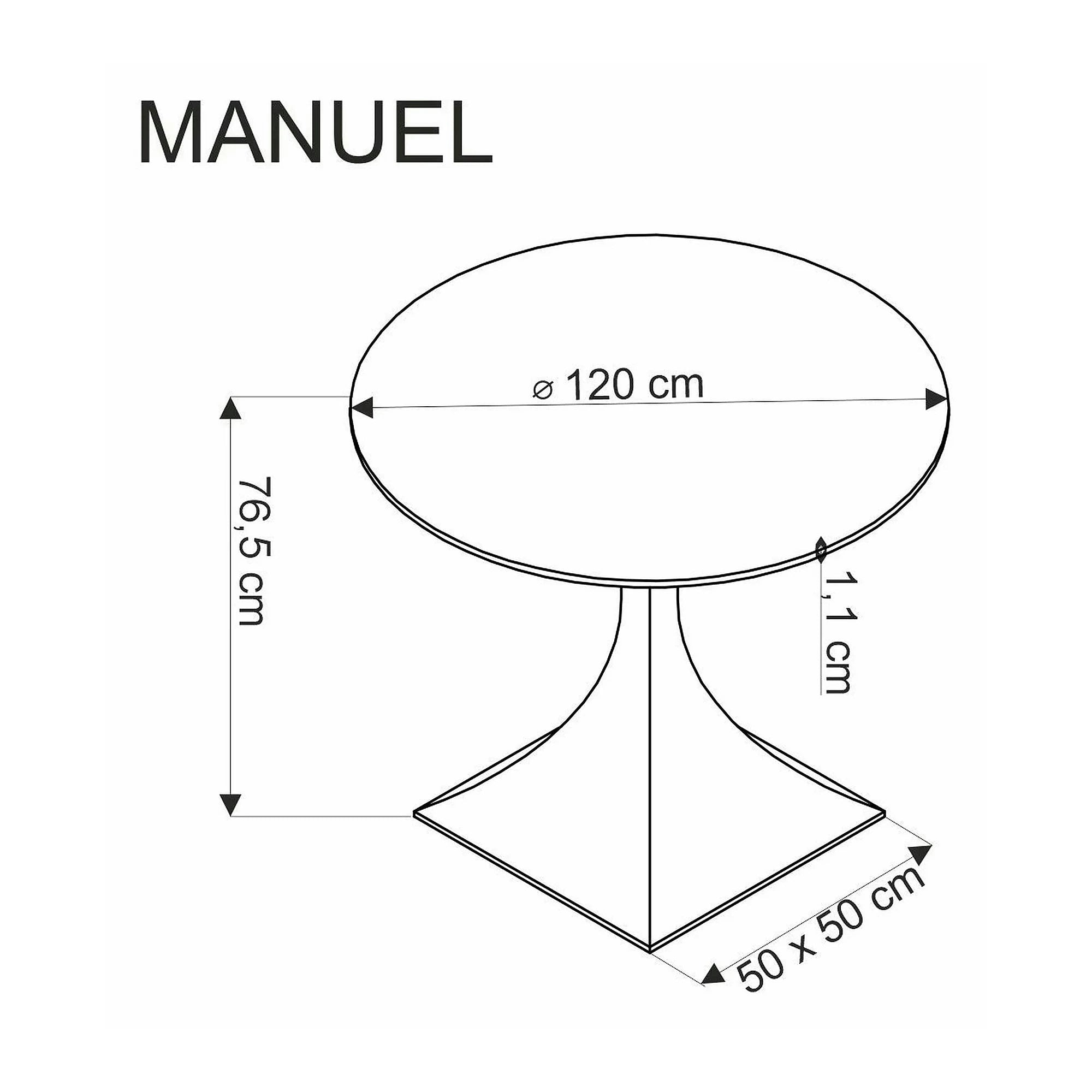 Masa MANUEL, negru, ceramica/metal, 120x120x77 cm