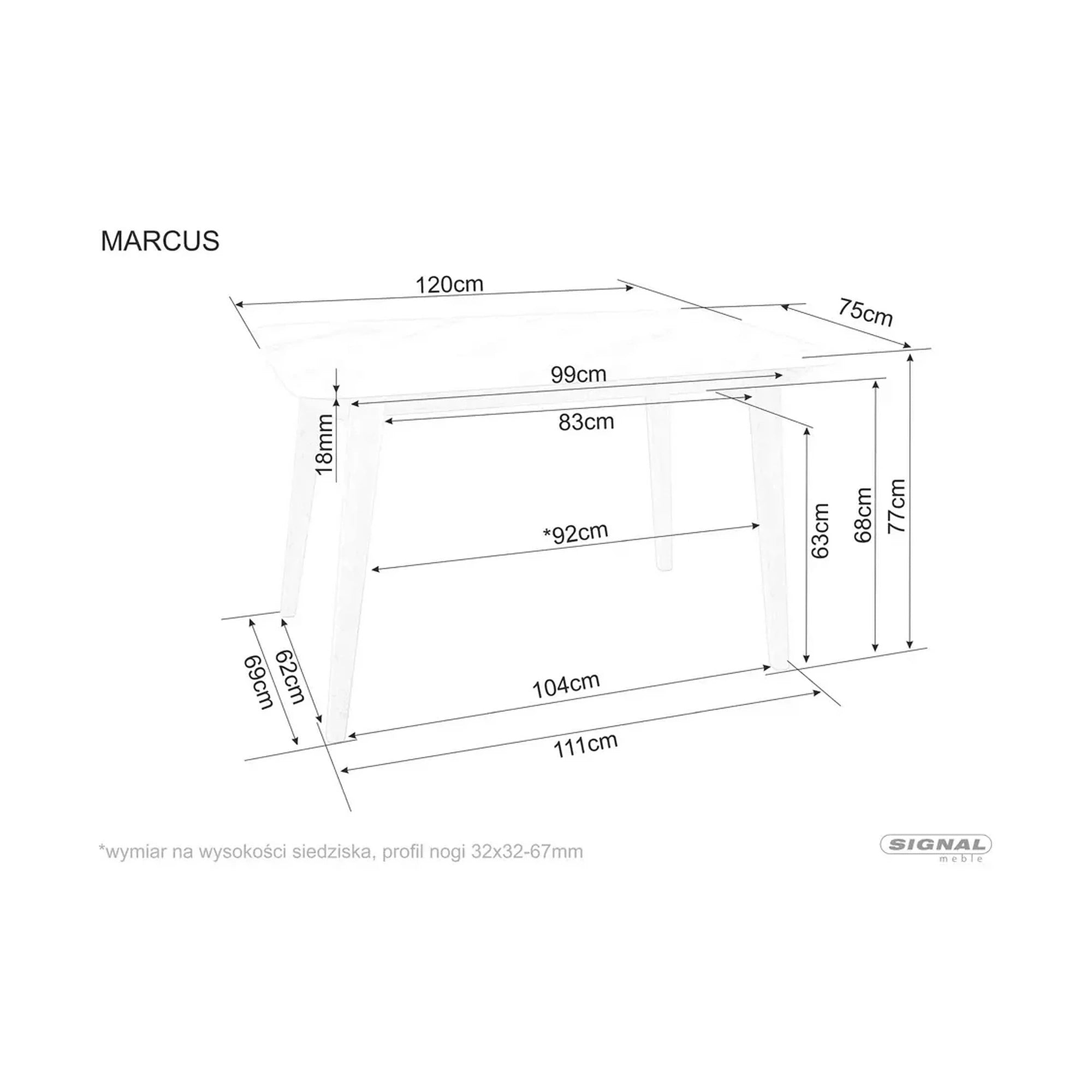 Masa MARCUS, alb cu efect de marmura/stejar, 120x75x76 cm