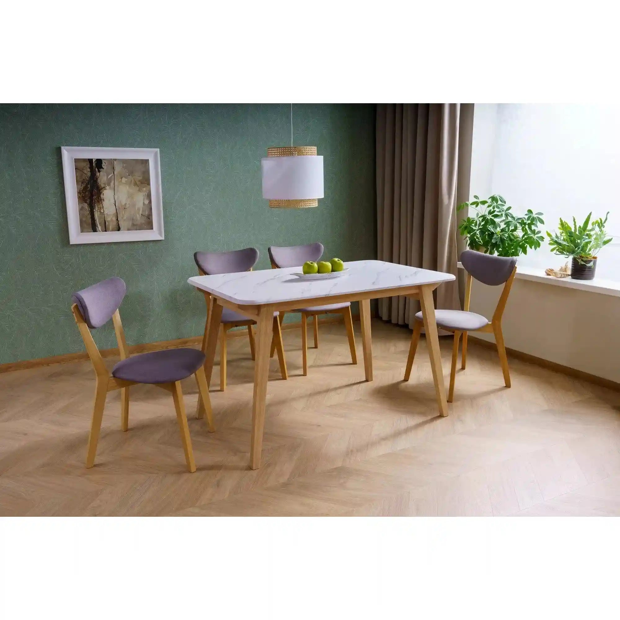 Masa MARCUS, alb cu efect de marmura/stejar, 120x75x76 cm