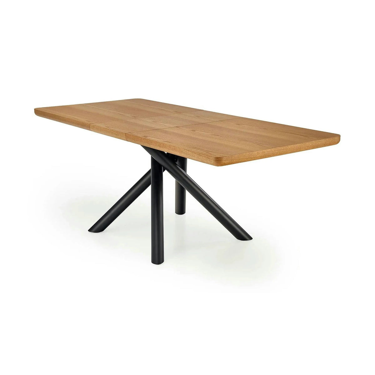 Masa mare living DERRICK, stejar natural/negru, 160/200x90x75 cm