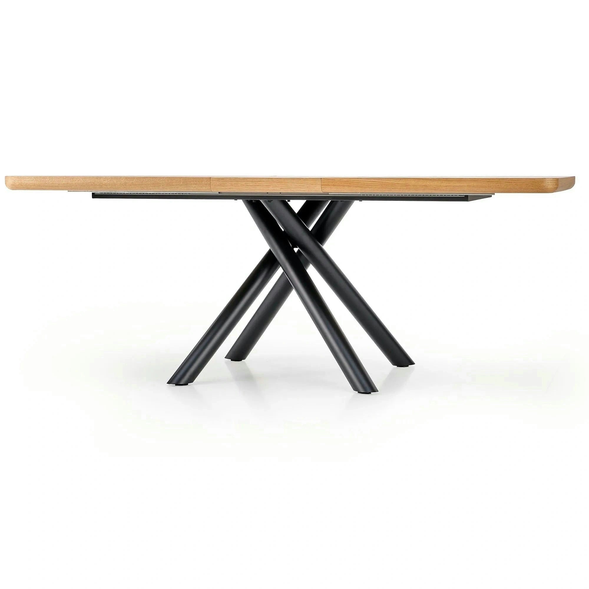 Masa mare living DERRICK, stejar natural/negru, 160/200x90x75 cm