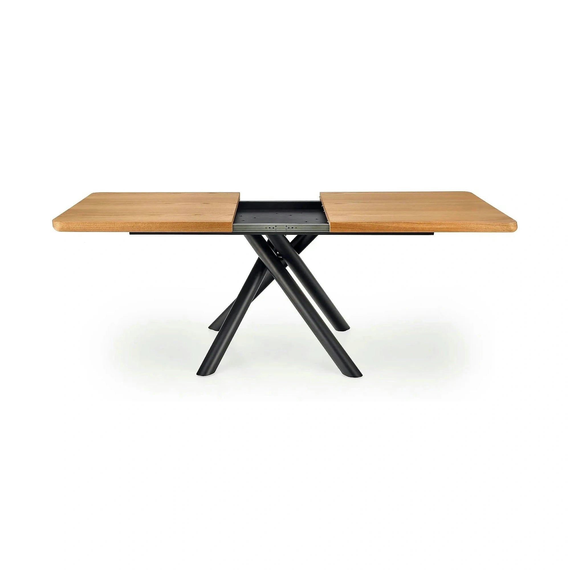 Masa mare living DERRICK, stejar natural/negru, 160/200x90x75 cm