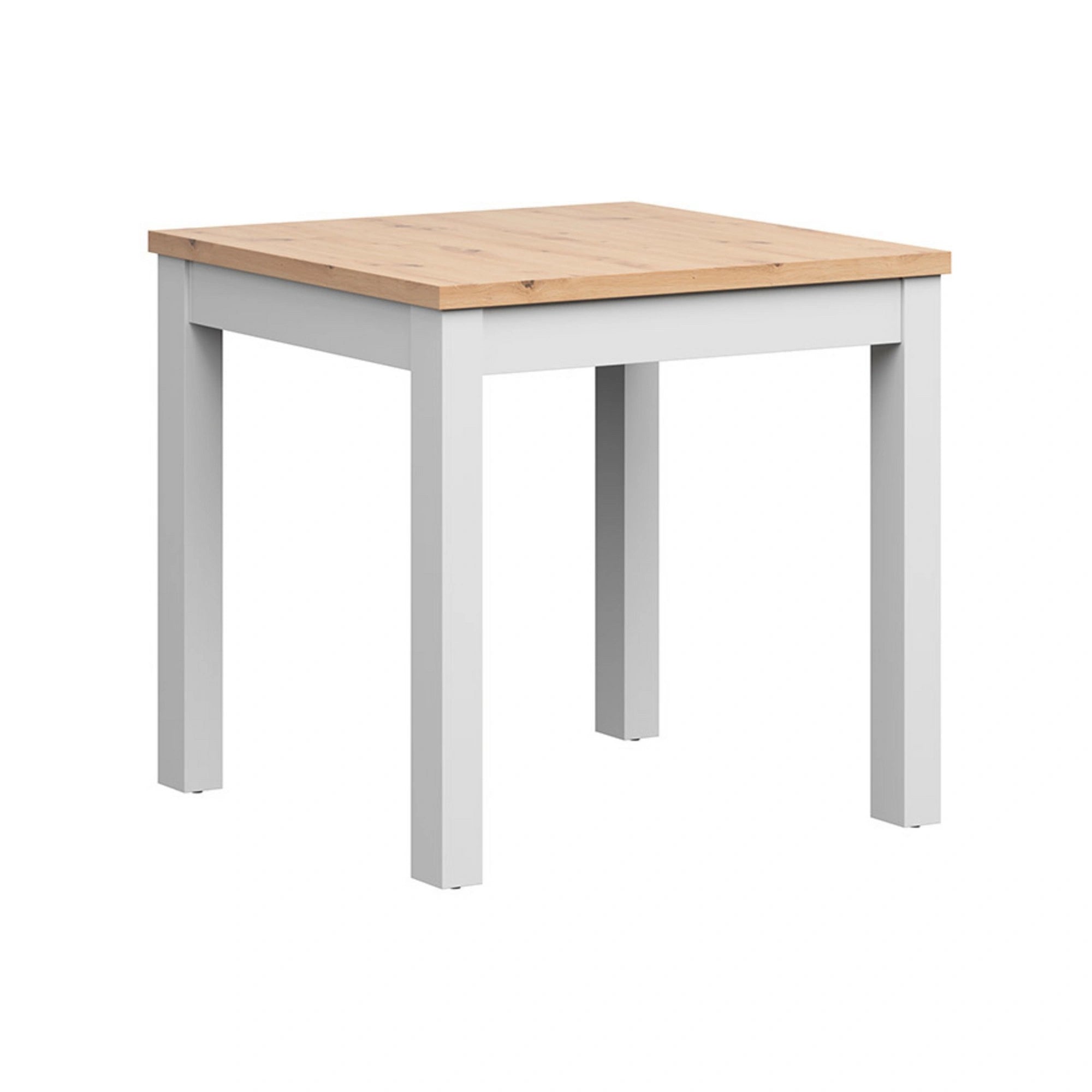 Masa MAREN, stejar artisan/alb, PAL laminat/lemn, 80x80x77 cm