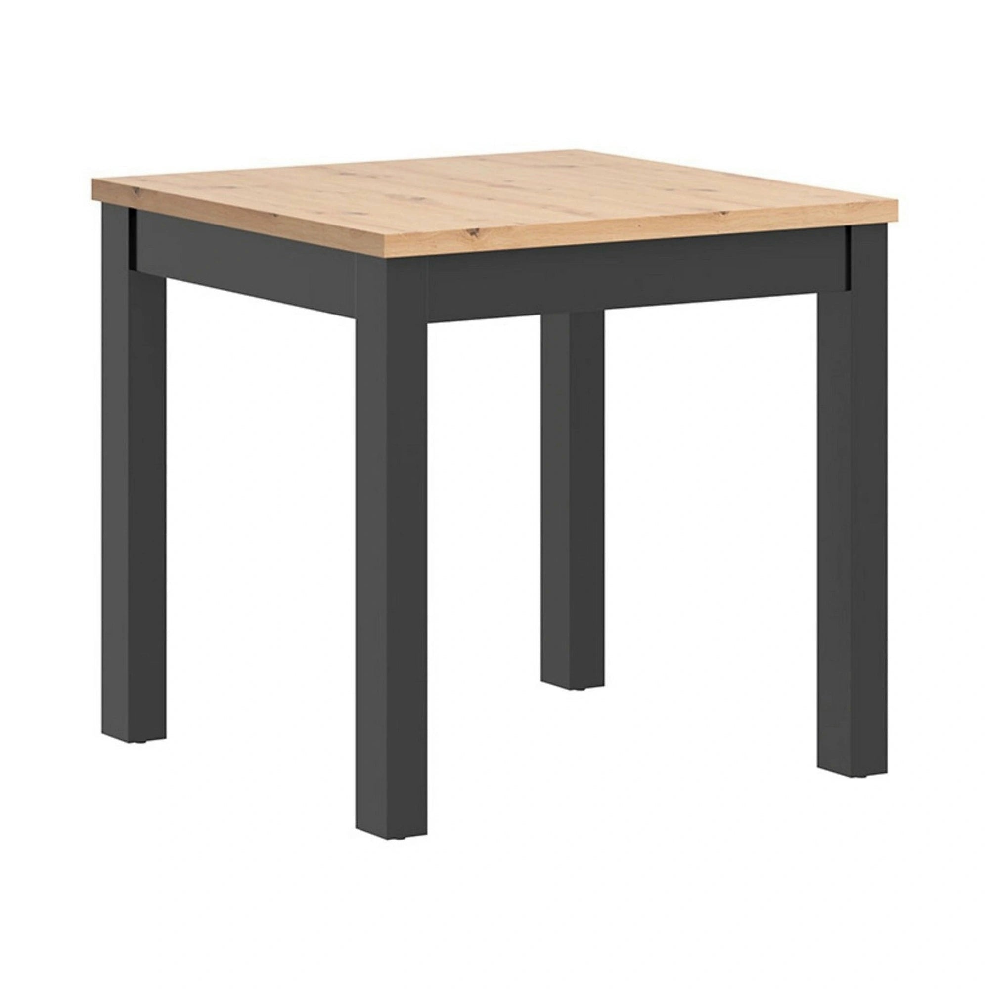 Masa MAREN, stejar artisan/negru, PAL laminat/lemn, 80x80x77 cm