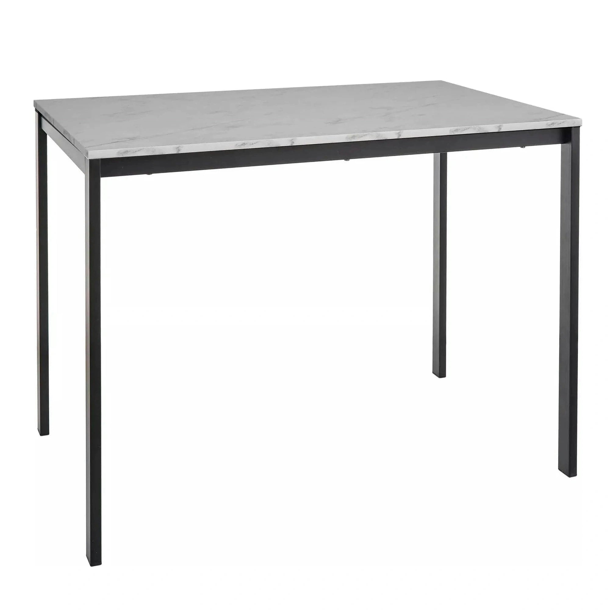 Masa MARIO, alb cu efect de marmura/negru, 100x60x75 cm
