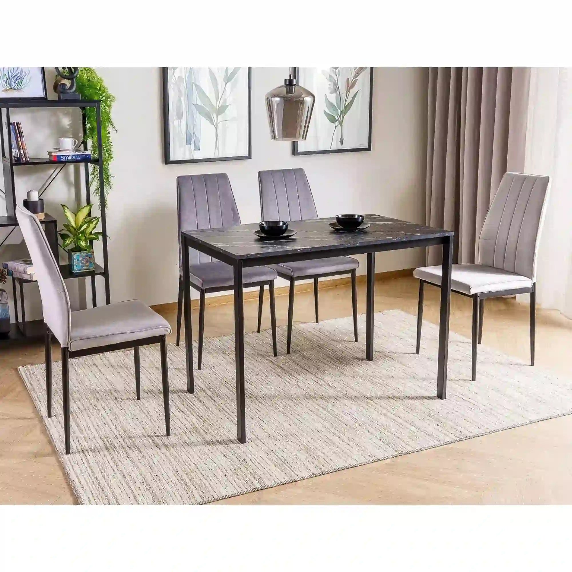 Masa MARIO, negru cu efect de marmura, 100x60x75 cm