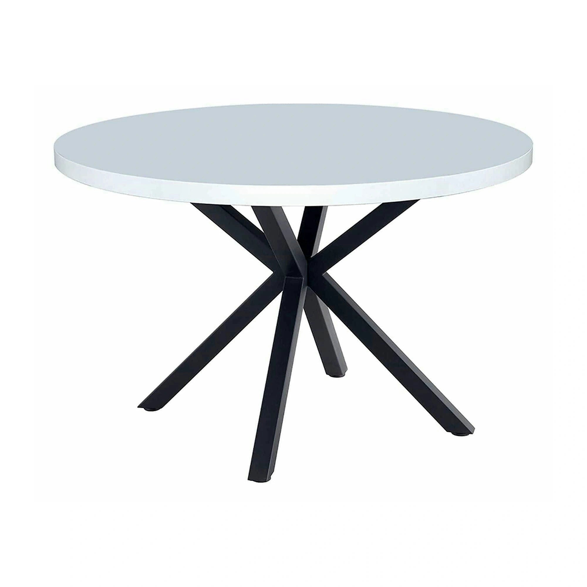 Masa MEDOR, alb mat/negru, 120x120x76 cm