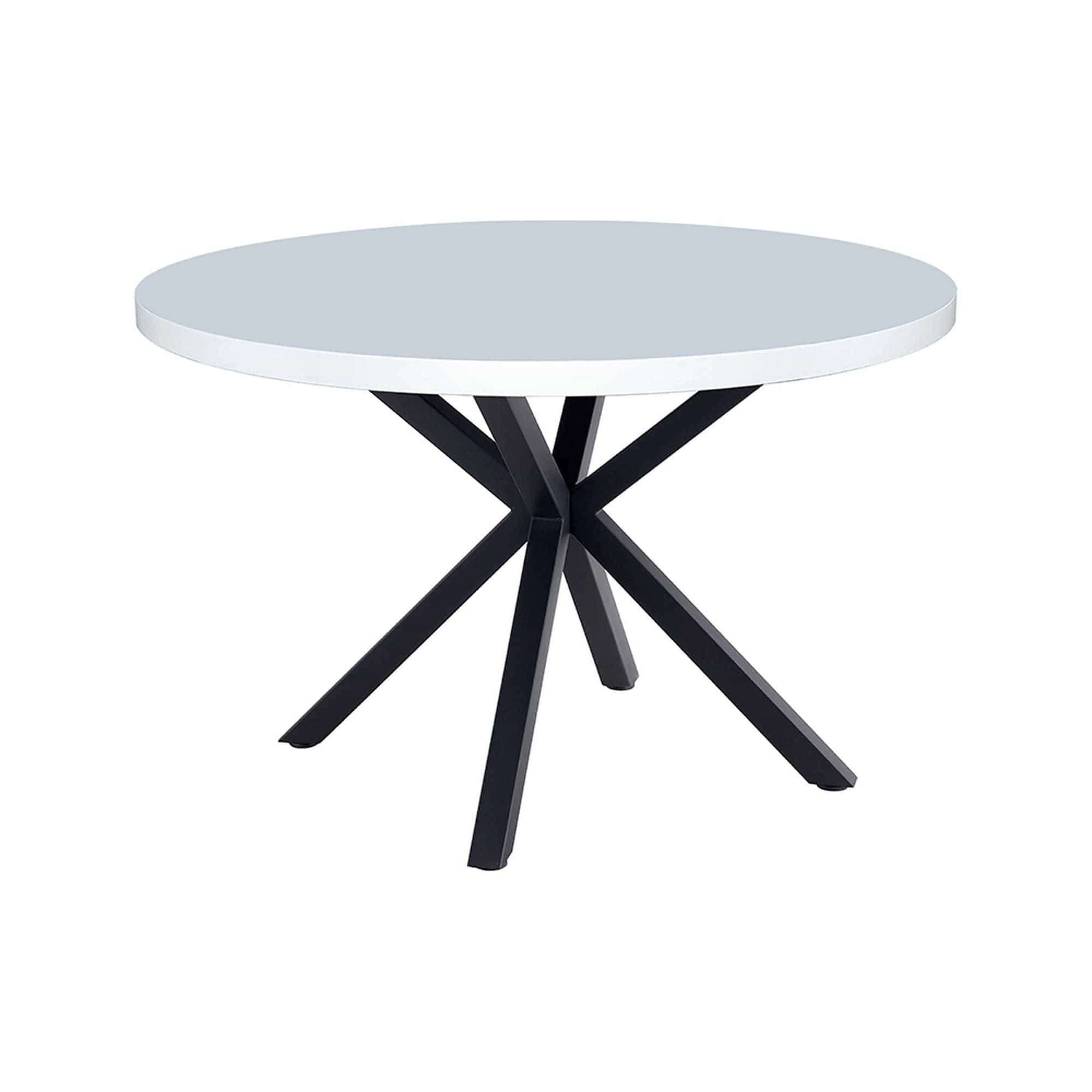 Masa MEDOR, alb mat/negru, 120x120x76 cm