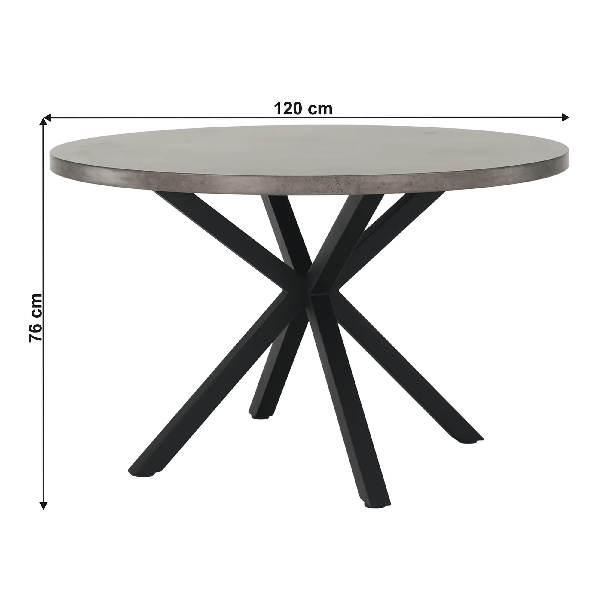 Masa MEDOR, gri carbon/negru, 120x120x76 cm