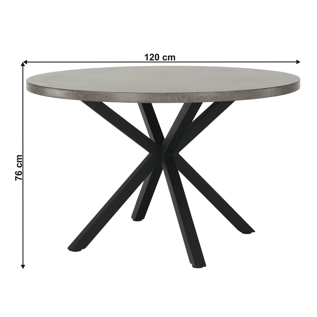 Masa MEDOR, gri carbon/negru, 120x120x76 cm