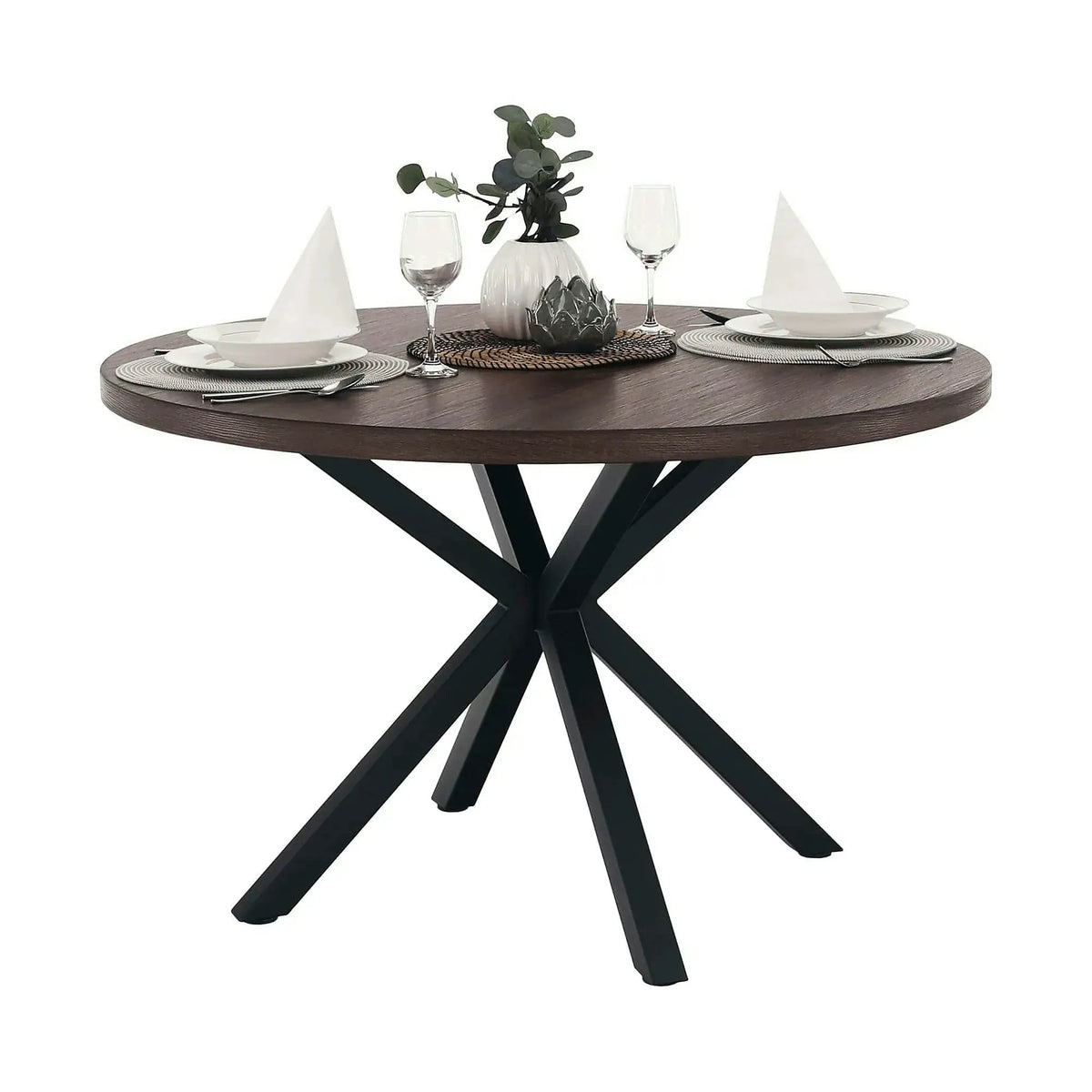 Masa MEDOR, stejar inchis/negru, 120x120x76 cm