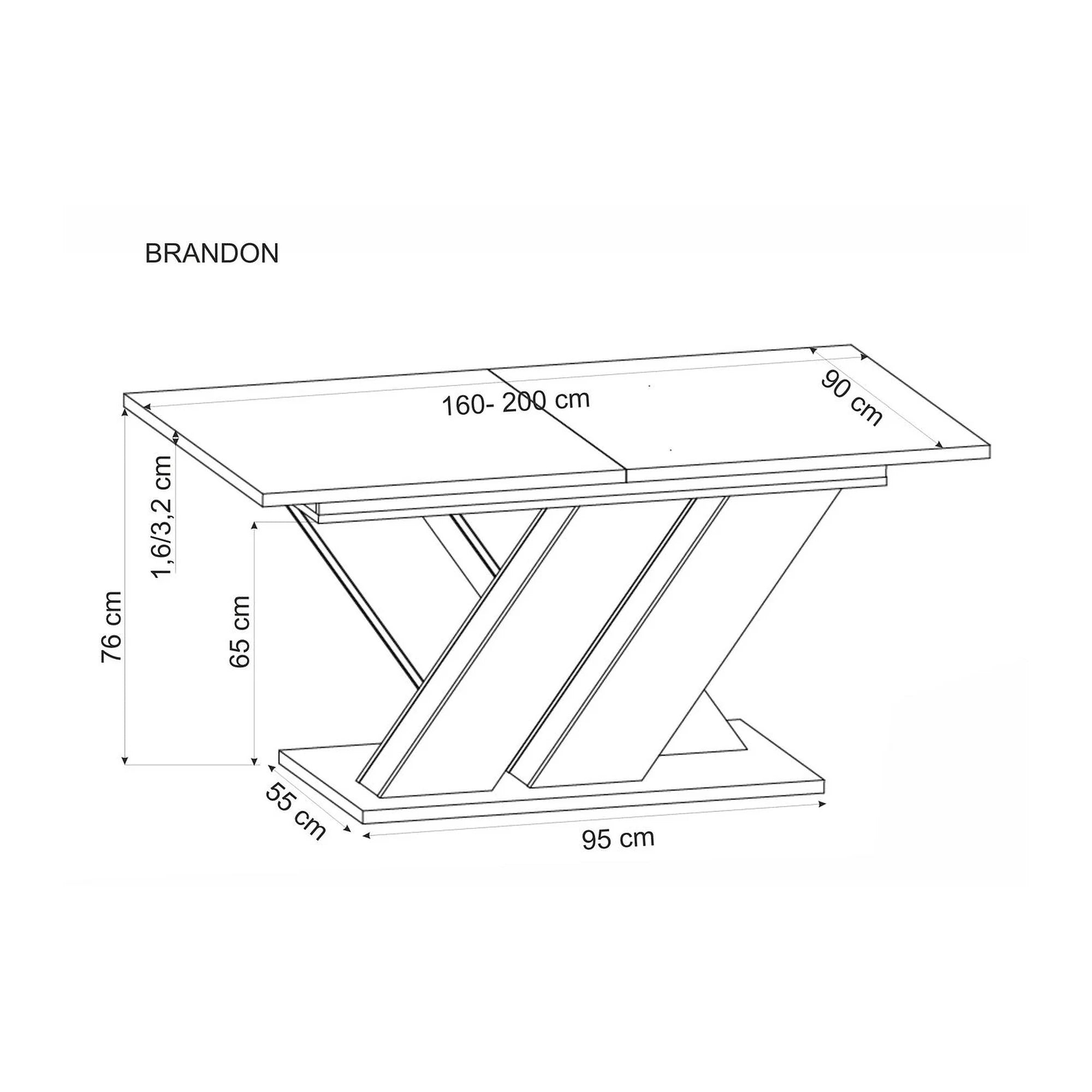 Masa moderna bucatarie BRANDON, casmir/stejar, PAL laminat, 160/200x90x77 cm