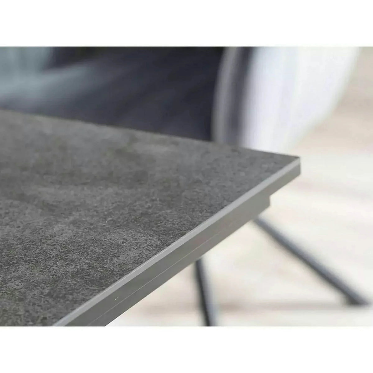 Masa moderna dining SALVADORE, negru mat, metal/sticla securizata, 160/240x90x76 cm