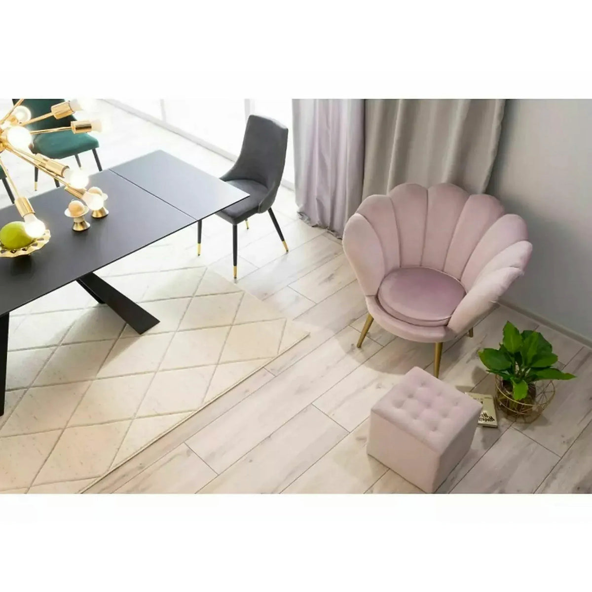 Masa moderna dining SALVADORE, negru mat, sticla securizata, 120-180x80x76 cm