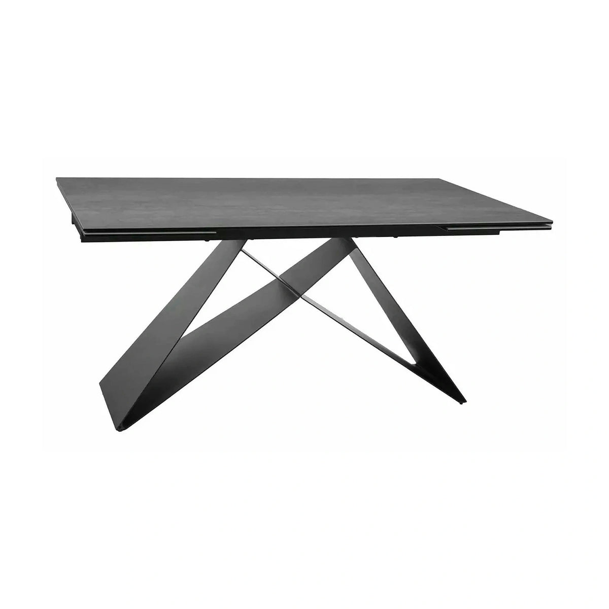 Masa moderna dining WESTIN, gri/negru, sticla/metal, 160-240x90x77 cm
