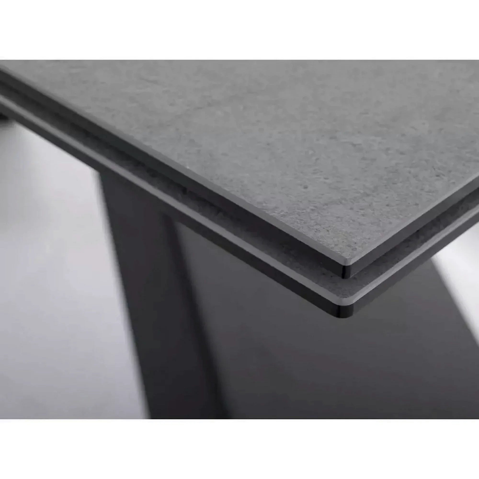 Masa moderna dining WESTIN, gri/negru, sticla/metal, 160-240x90x77 cm