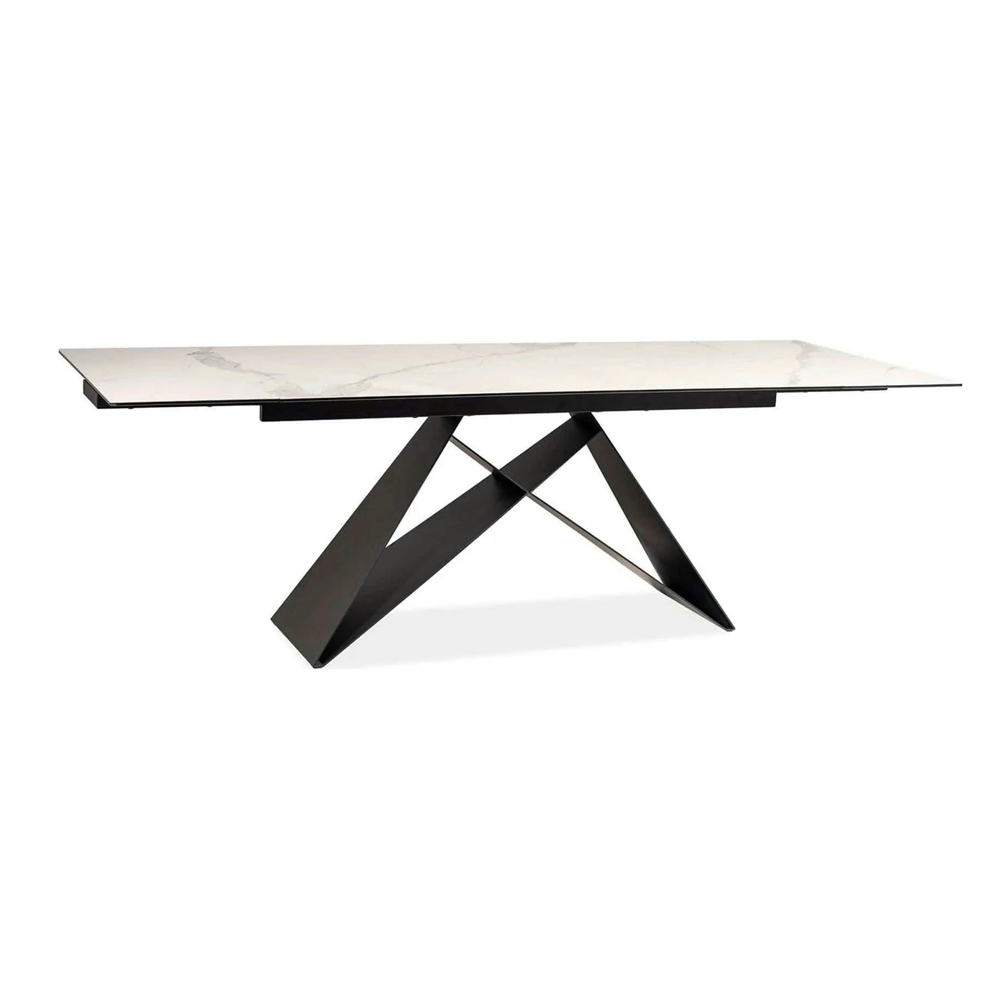Masa moderna dining WESTIN III, alb/negru, ceramica/metal, 160-240x90x75 cm