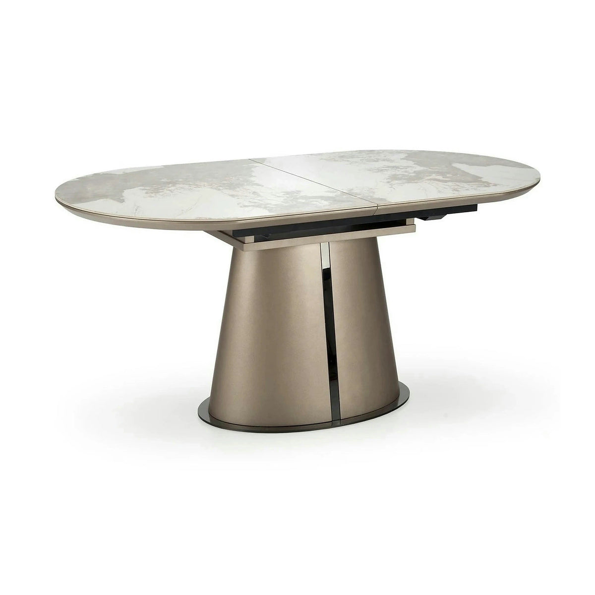 Masa moderna extensibila ROBINSON, bej/cappuccino, ceramica, 160/200x90x76 cm