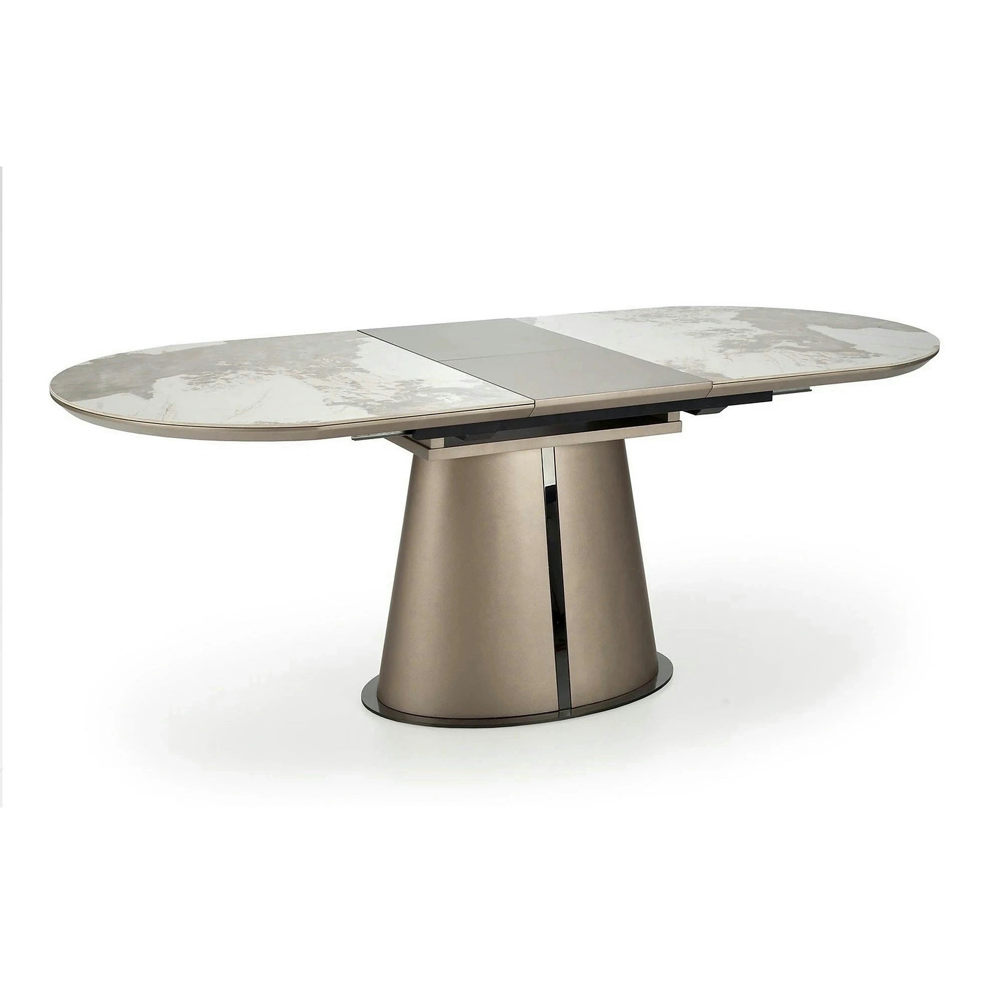 Masa moderna extensibila ROBINSON, bej/cappuccino, ceramica, 160/200x90x76 cm