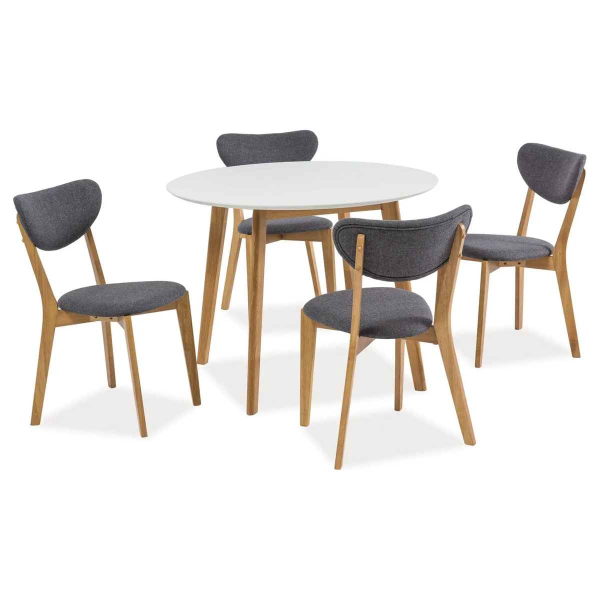 Masa MOSSO II, alb/stejar, 100x100x75 cm